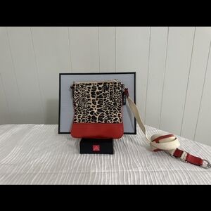 Coach Animal Print Crossbody Bag with Red Trim